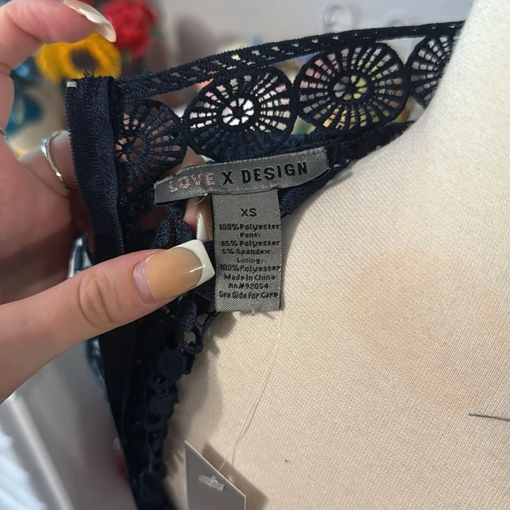 NWT Sexy Blue Lace Flared Jumpsuit - Picture 6 of 7